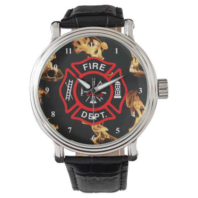 Firefighter Maltese Cross | Fire Dept Badge Watch (Front)