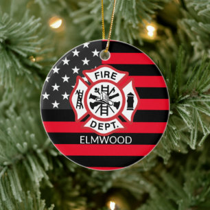 Firefighter Maltese Cross, Fireman Ceramic Ornament