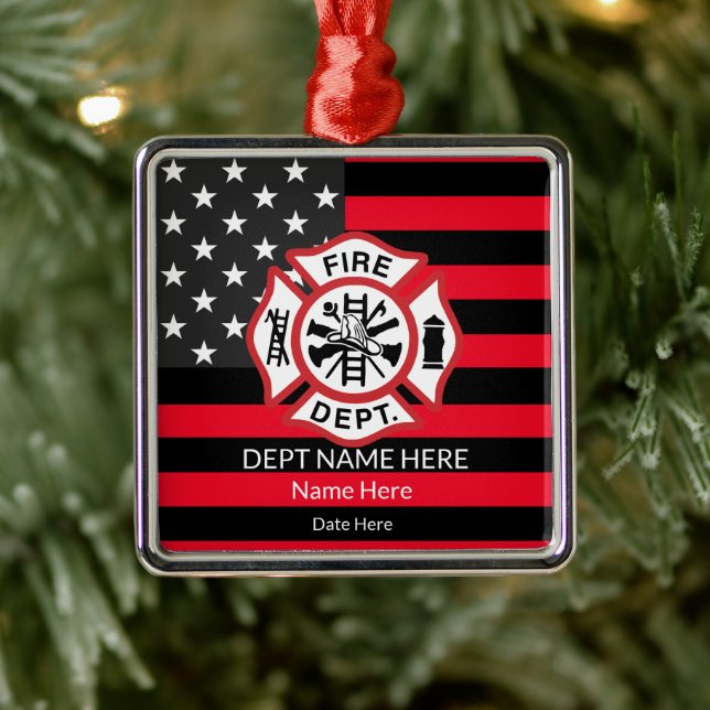 Firefighter Maltese Cross, Fireman Metal Ornament (Tree)
