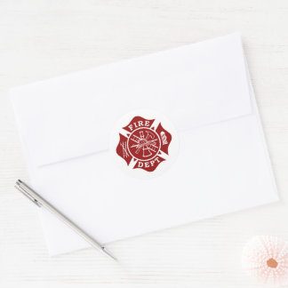 Firefighter Maltese Cross Round Sticker