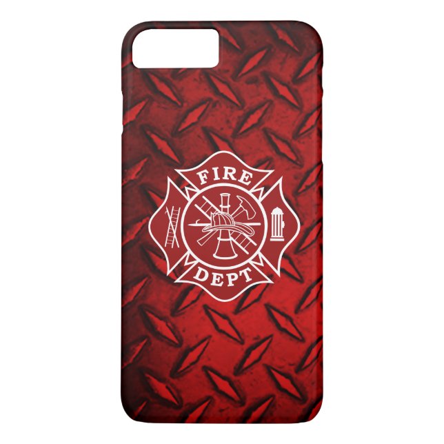 Firefighter Maltese Phone Case with Diamond Plate (Back)