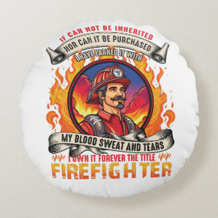 Firefighter Men's  Round Pillow