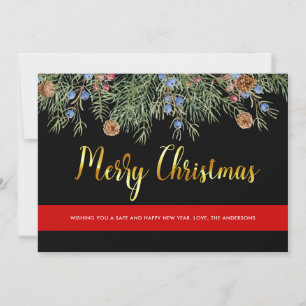 Firefighter Merry Christmas Thin Red Line Holiday Card