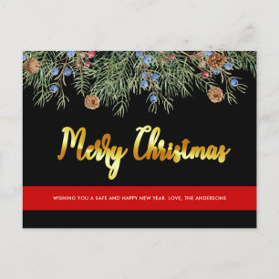 Firefighter Merry Christmas Thin Red Line Holiday Postcard