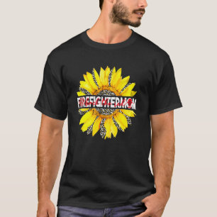 Firefighter Mom Back The Red Sunflower Happy Mothe T-Shirt