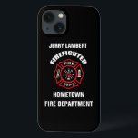 Firefighter Name Template iPhone 13 Case<br><div class="desc">Red Fire Department logo. Personalize with your name and department. Great for firemen and first respondents.</div>