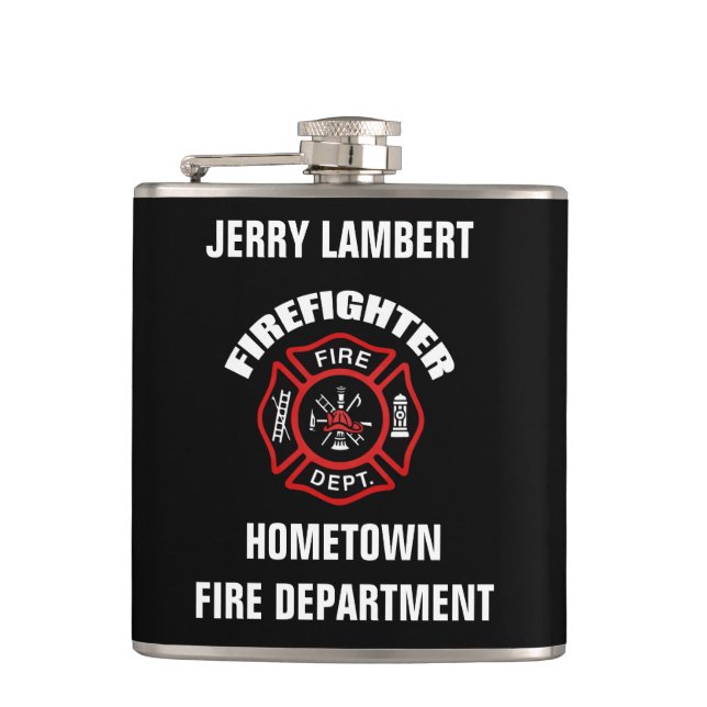 Firefighter Name Template Hip Flask (Front)