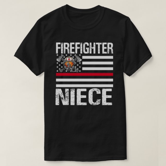 Firefighter NIECE Support The Thin Red Line US Fla T-Shirt (Design Front)