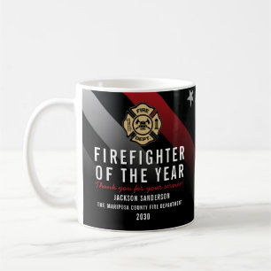 Firefighter of the Year Employee Logo Red Line Coffee Mug