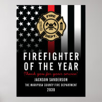 Firefighter of the Year Employee Logo Red Line