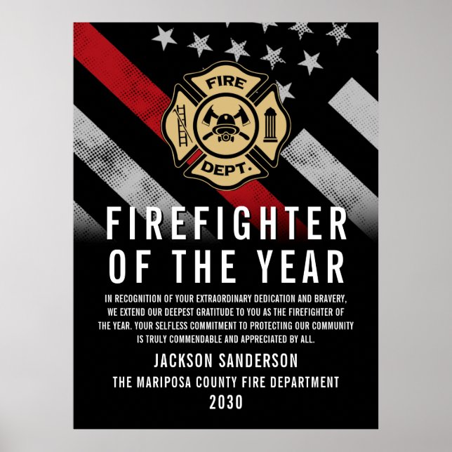 Firefighter of the Year Employee Recognition Logo Poster (Front)