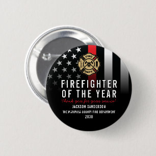 Firefighter of the Year Logo Fire Department 2 Inch Round Button