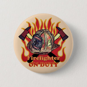 Firefighter On Duty 2 Inch Round Button