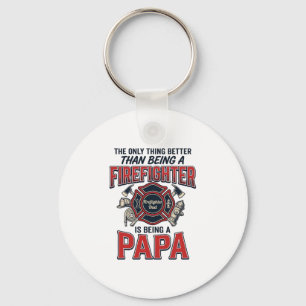 Firefighter Papa Vintage Engraving Shirt Design_1 Keychain