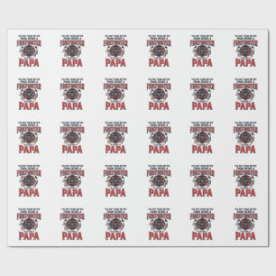 Firefighter Papa Vintage Engraving Shirt Design_1 Wrapping Paper