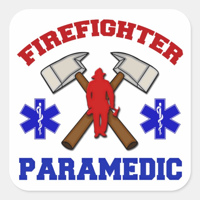 Firefighter Paramedic Square Sticker (Front)