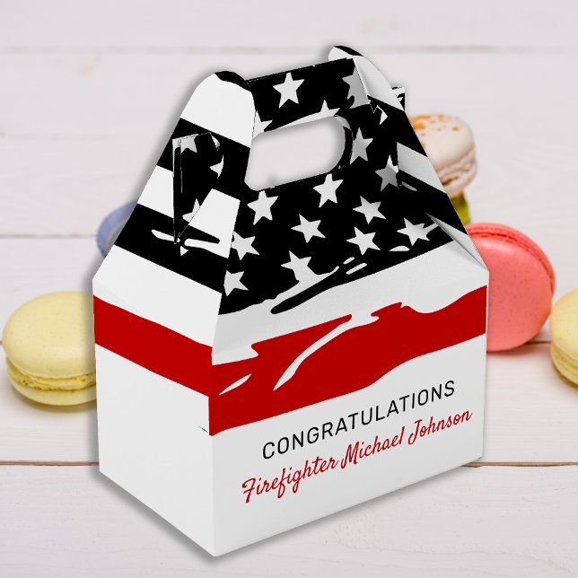 Firefighter Party Thin Red Line Congratulations Favor Box (Creator Uploaded)