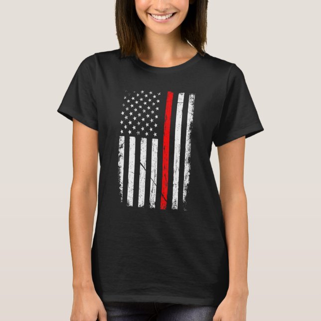 Firefighter Patriotic American US Flag Fireman Fir T-Shirt (Front)