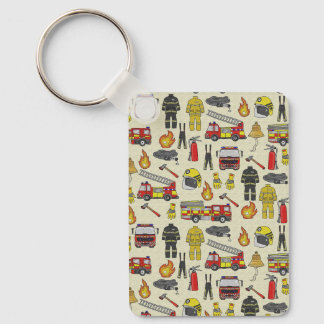 Firefighter Pattern, Fire Truck, Rescue Gear, Flam Keychain