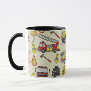 Firefighter Pattern, Fire Truck, Rescue Gear, Flam Mug
