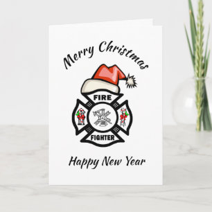 Firefighter Père Noël Fire Dept Carte de vacances