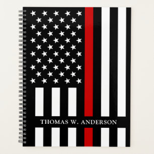 Firefighter Personalized Name Thin Red Line Planner