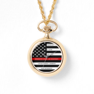 Firefighter Personalized Thin Red Line Retirement  Watch
