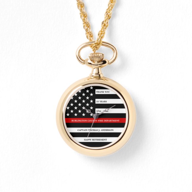 Firefighter Personalized Thin Red Line Retirement  Watch (Front)