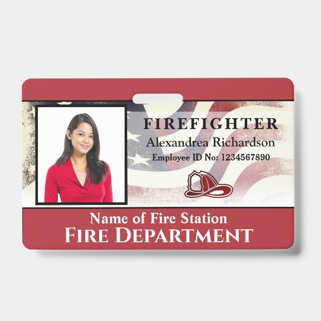 Firefighter Photo Name Logo ID Card Custom Badge (Front)