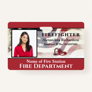 Firefighter Photo Name Logo ID Card Custom Badge