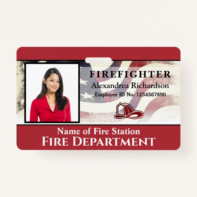Firefighter Photo Name Logo ID Card Custom Badge (Front)