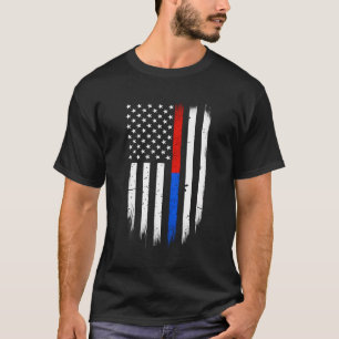 Firefighter Police Flag Thin Red Blue Line Hoodie T-Shirt