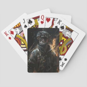 Firefighter Portrait Fantasy Painting Wild Spirit Playing Cards