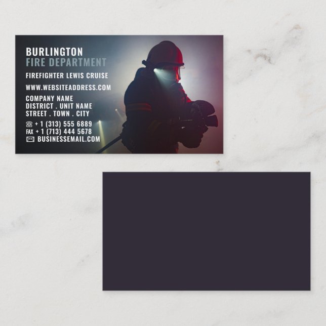 Firefighter Portrait, Firefighter Business Card (Front/Back)