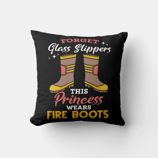Firefighter Princess Proud Fire Fighter Girl Throw Pillow (Front)