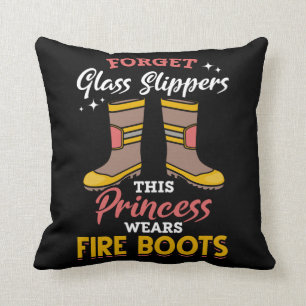 Firefighter Princess Proud Fire Fighter Girl Throw Pillow