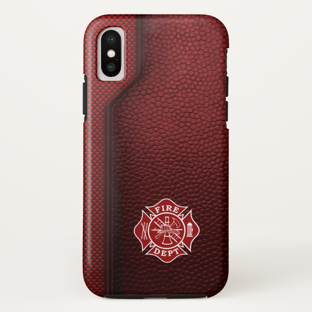Firefighter Printed Leather Case-Mate iPhone Case (Back)