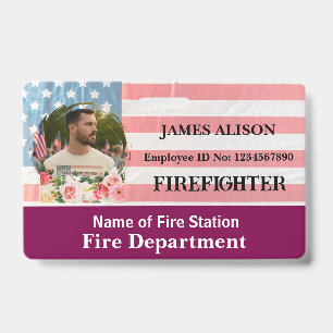 Firefighter Qr Code   Photo Name ID Card  Badge