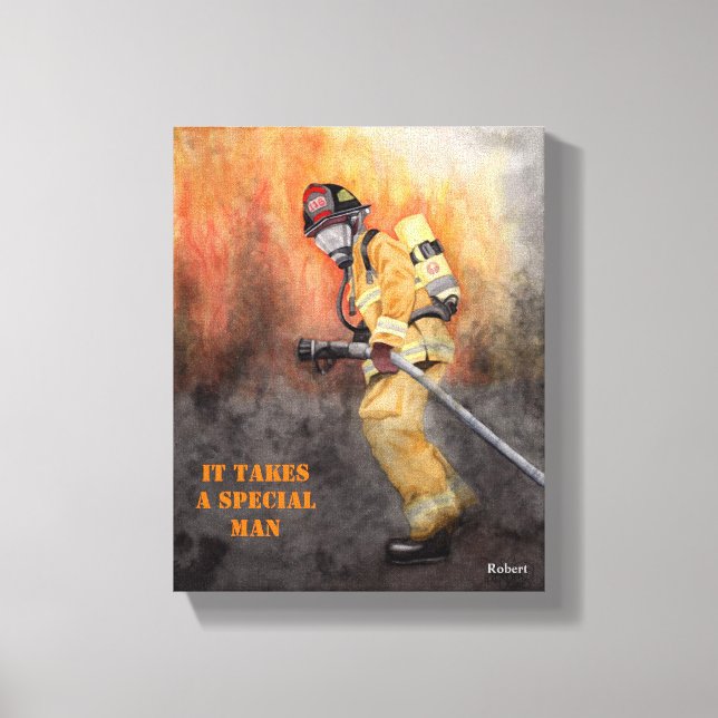 Firefighter Ready For Duty Personalize NAME TEXT Canvas Print (Front)