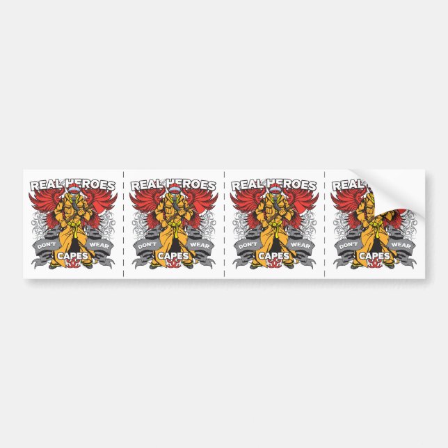 Firefighter Real Heroes Bumper Sticker (Front)