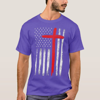Firefighter Red Cross With American Flag (on back) T-Shirt