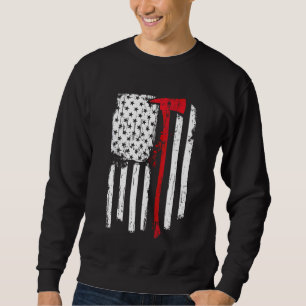 Firefighter Red Line American Flag With Fireman Ax Sweatshirt