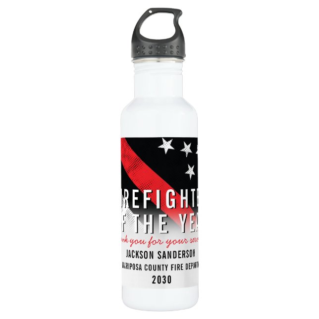 Firefighter Red Line Flag Employee Recognition 710 Ml Water Bottle (Front)
