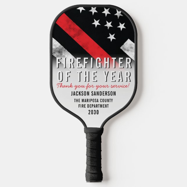 Firefighter Red Line Flag Employee Recognition Pickleball Paddle (Front)