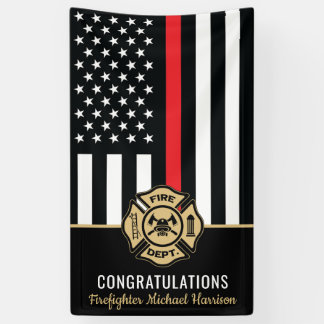 Firefighter Red Line Flag Fire Academy Graduation Banner
