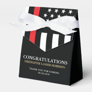 Firefighter Red Line Flag Fire Academy Graduation Favor Box