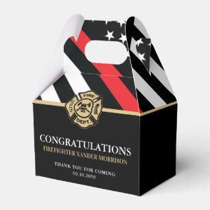 Firefighter Red Line Flag Fire Academy Graduation Favor Box