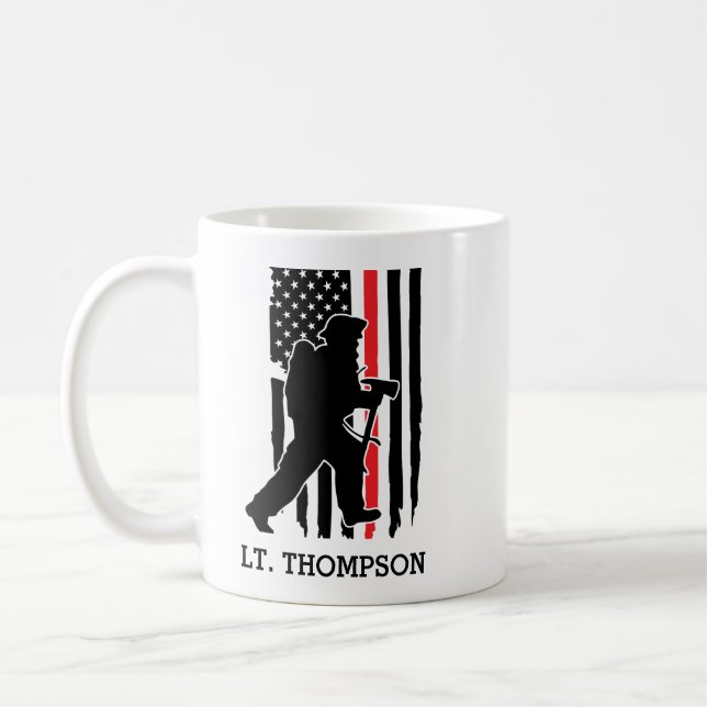 Firefighter Red Line Flag    Personalized Coffee Mug (Left)