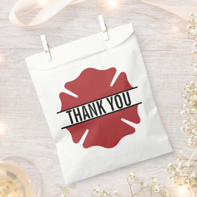 Firefighter Red Logo Symbol Thank You Favour Bag (Clipped)