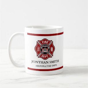 Firefighter Red Maltese Cross Fire Department Mug